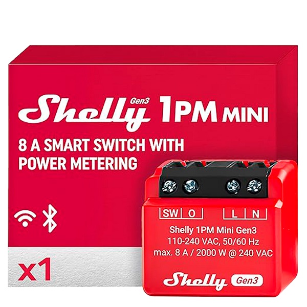 INTERRUTTORE INTELLIGENTE SHELLY 110 - 240 VCA / 24 - 30 VCC WIFI BLUETOOTH